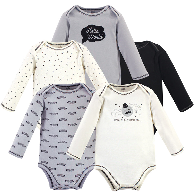 Touched by Nature Organic Cotton Long-Sleeve Bodysuits, Mr. Moon