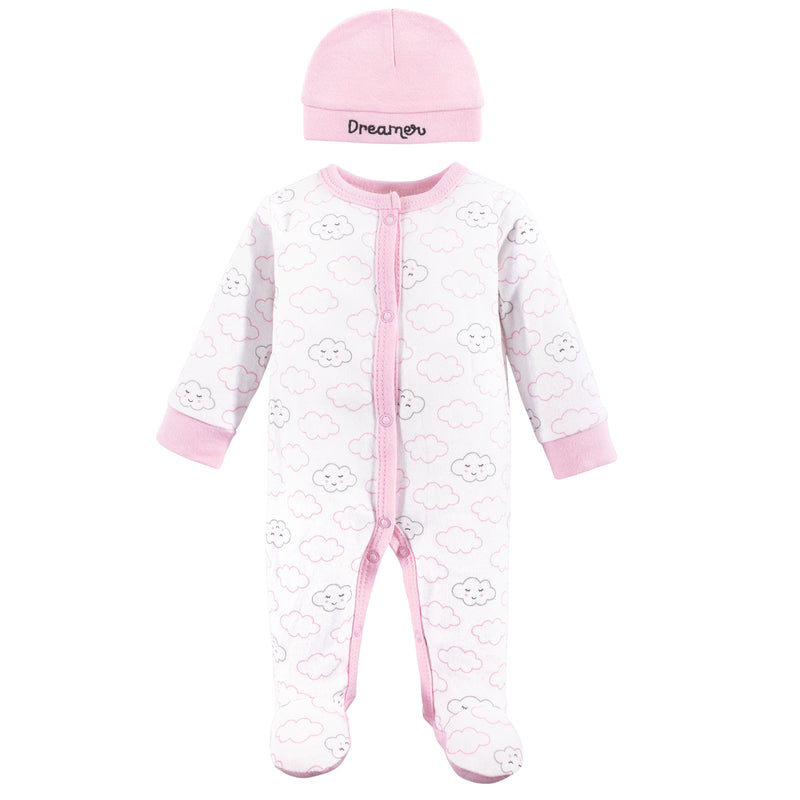 Luvable Friends Cotton Preemie Sleep and Play and Cap, Girl Cloud