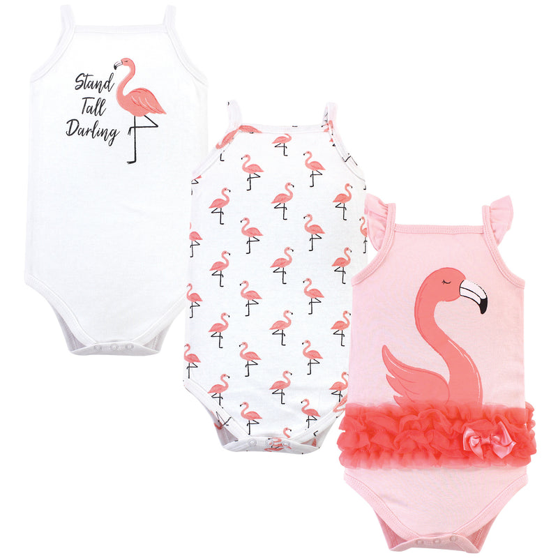 Little Treasure Cotton Bodysuits, Flamingo