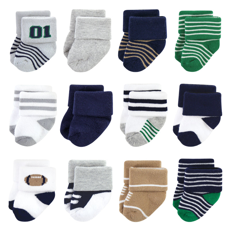 Little Treasure Newborn Socks, Football 12-Pack