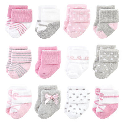 Little Treasure Newborn Socks, Ballerina 12-Pack