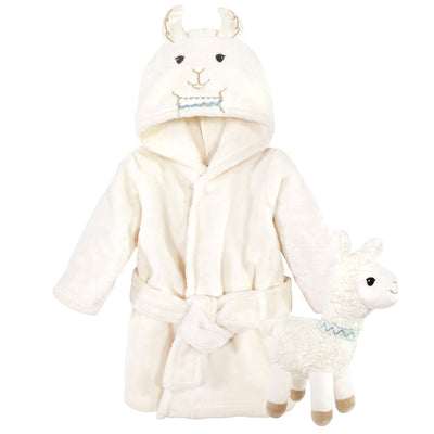 Little Treasure Plush Bathrobe and Toy Set, Neutral Llama