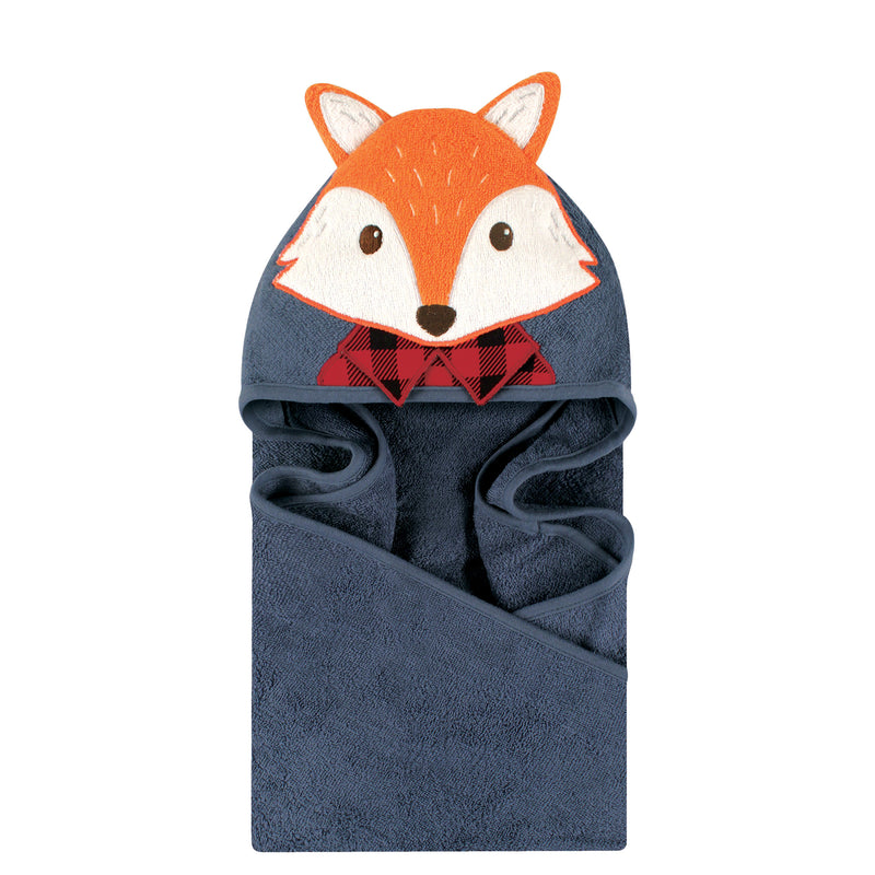 Little Treasure Cotton Animal Face Hooded Towel, Lumberjack Fox
