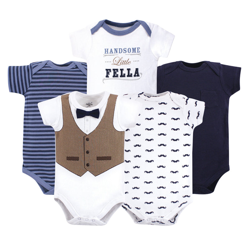 Little Treasure Cotton Bodysuits, Handsome Fella Short-Sleeve