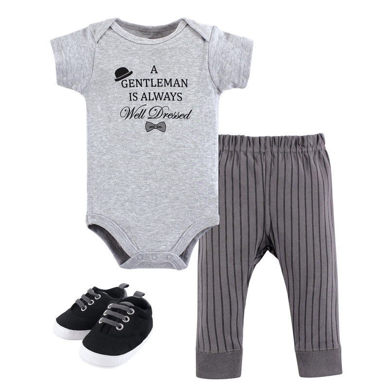 Little Treasure Cotton Bodysuit, Pant and Shoe Set, Well Dressed