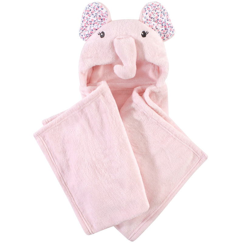 Little Treasure Plush Hooded Blanket, Floral Elephant