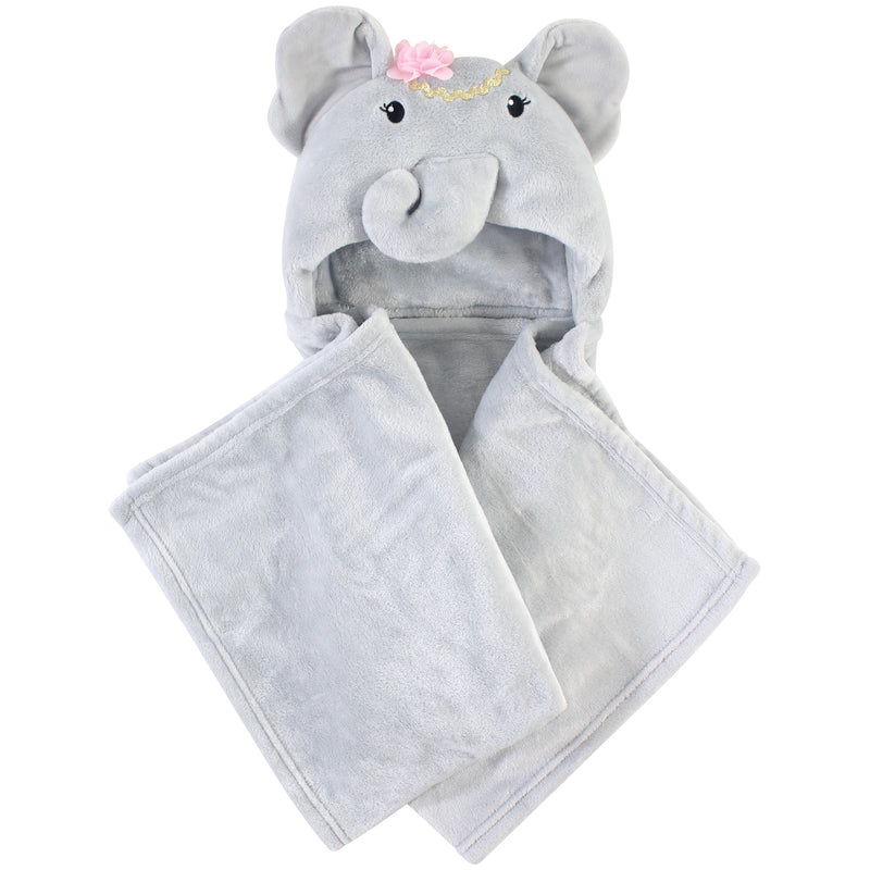 Little Treasure Plush Hooded Blanket, Blossom Elephant