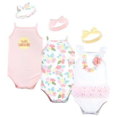 Little Treasure Sleeveless Bodysuit and Headband Set, Hawaiian