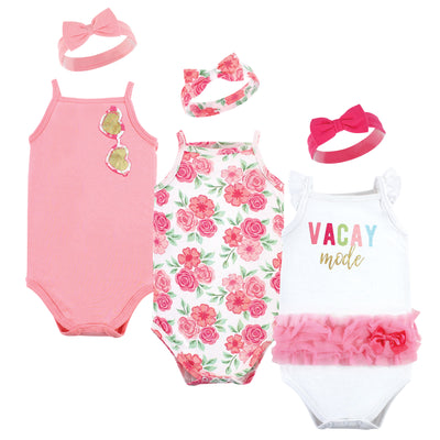 Little Treasure Sleeveless Bodysuit and Headband Set, Vacay Mode