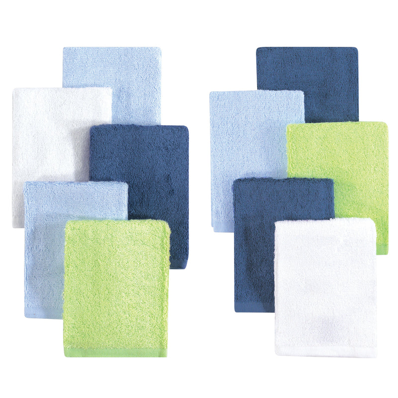 Little Treasure Rayon from Bamboo Luxurious Washcloths, Denim Lime 10-Pack