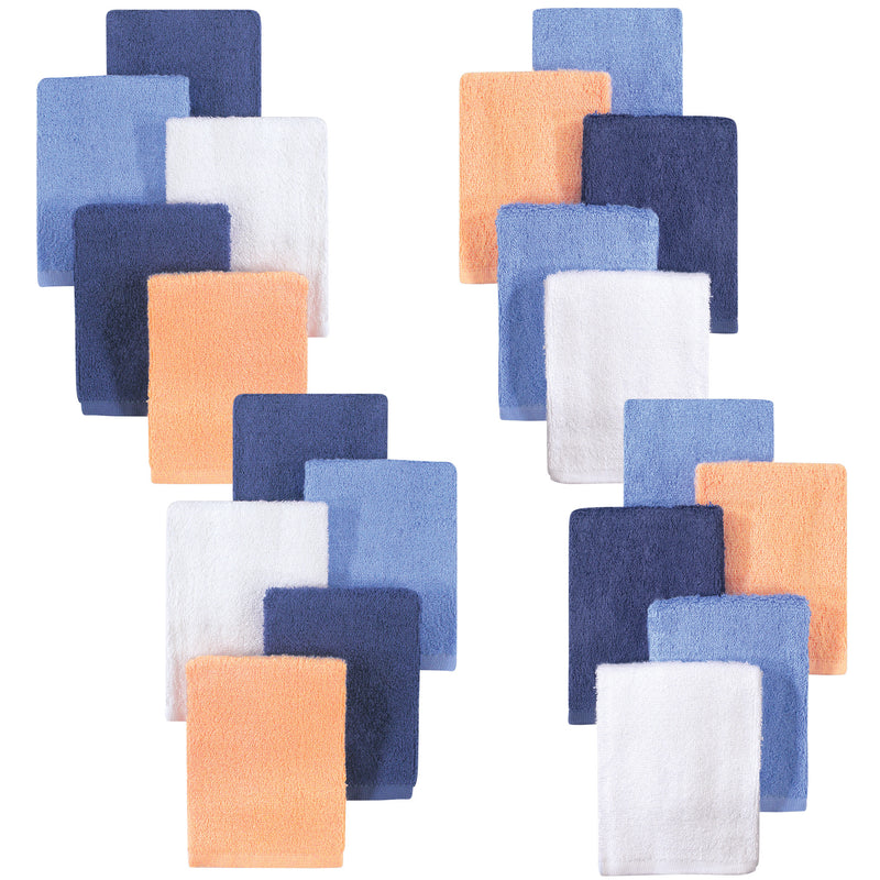 Little Treasure Rayon from Bamboo Luxurious Washcloths, Blue Orange 20-Pack