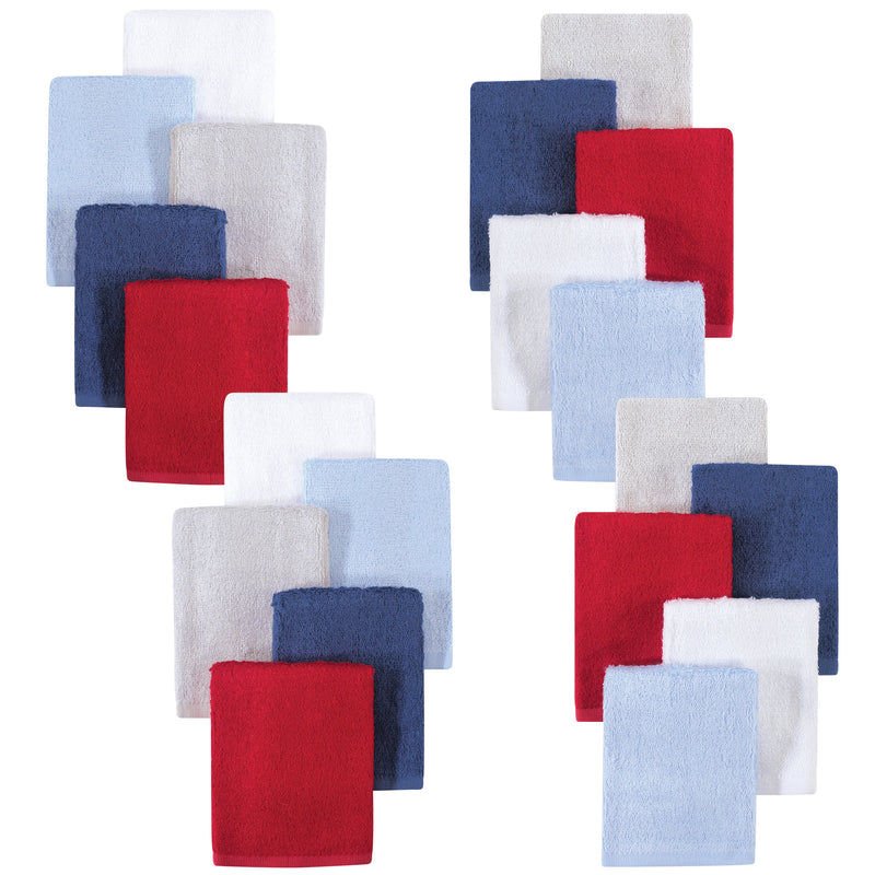 Little Treasure Rayon from Bamboo Luxurious Washcloths, Blue Red 20-Pack