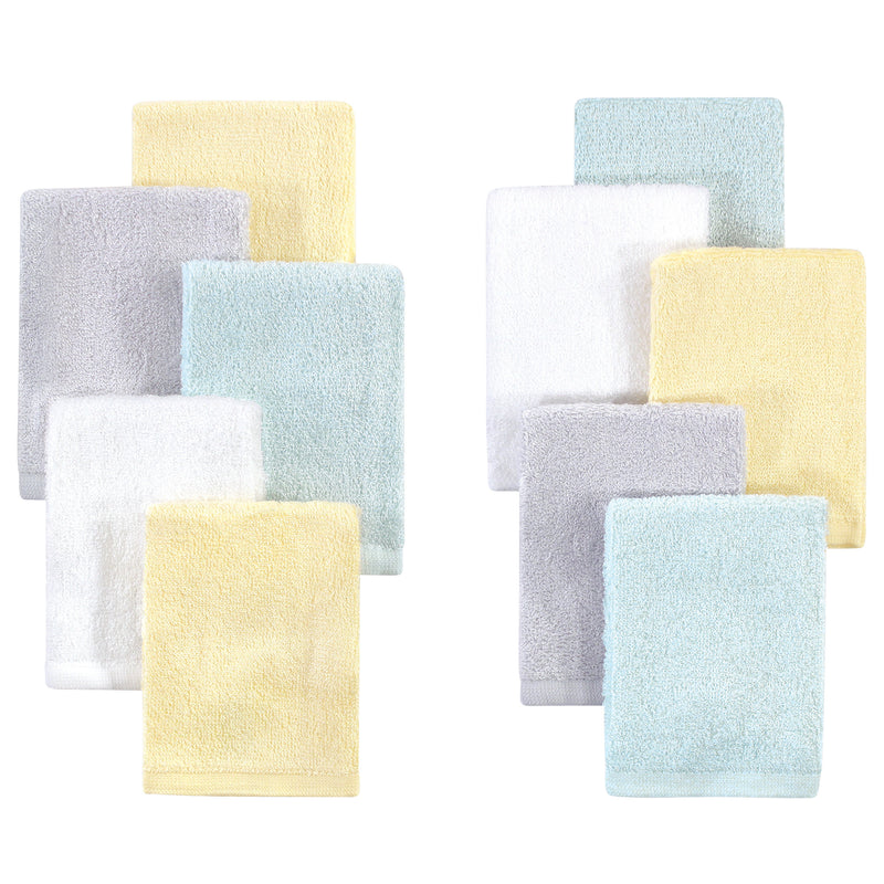 Little Treasure Rayon from Bamboo Luxurious Washcloths, Yellow Gray Mint