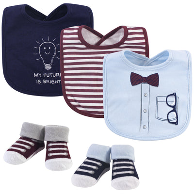 Little Treasure Cotton Bib and Sock Set, Genius