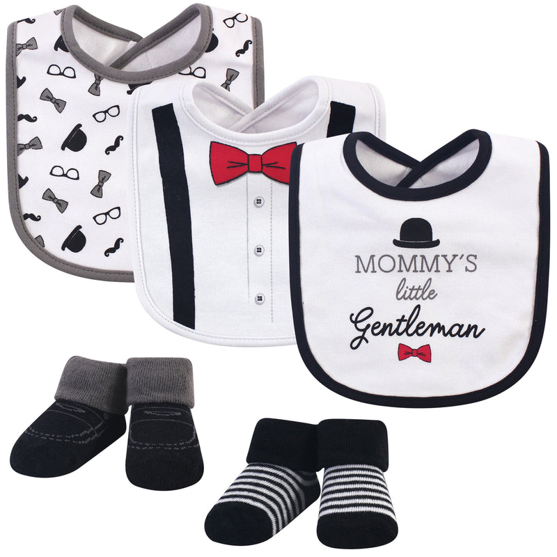 Little Treasure Cotton Bib and Sock Set, Mommys Gentleman