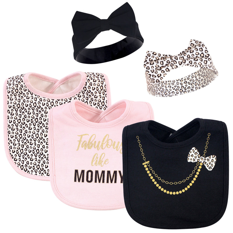 Little Treasure Cotton Bib and Headband Set, Fabulous Mommy