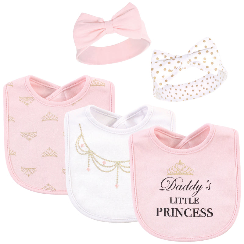 Little Treasure Cotton Bib and Headband Set, Daddys Princess