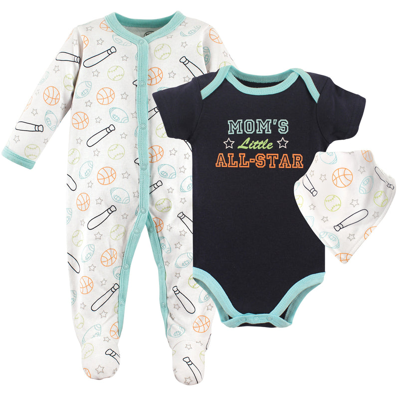 Luvable Friends Sleep and Play, Bodysuit and Bib, Sports