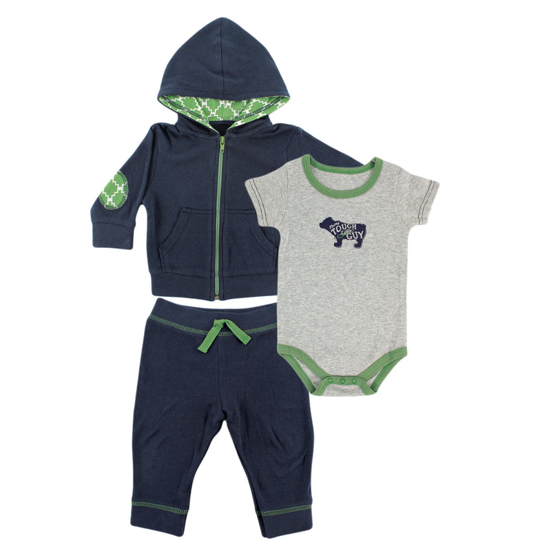 Yoga Sprout Cotton Hoodie, Bodysuit or Tee Top, and Pant, Bear Baby