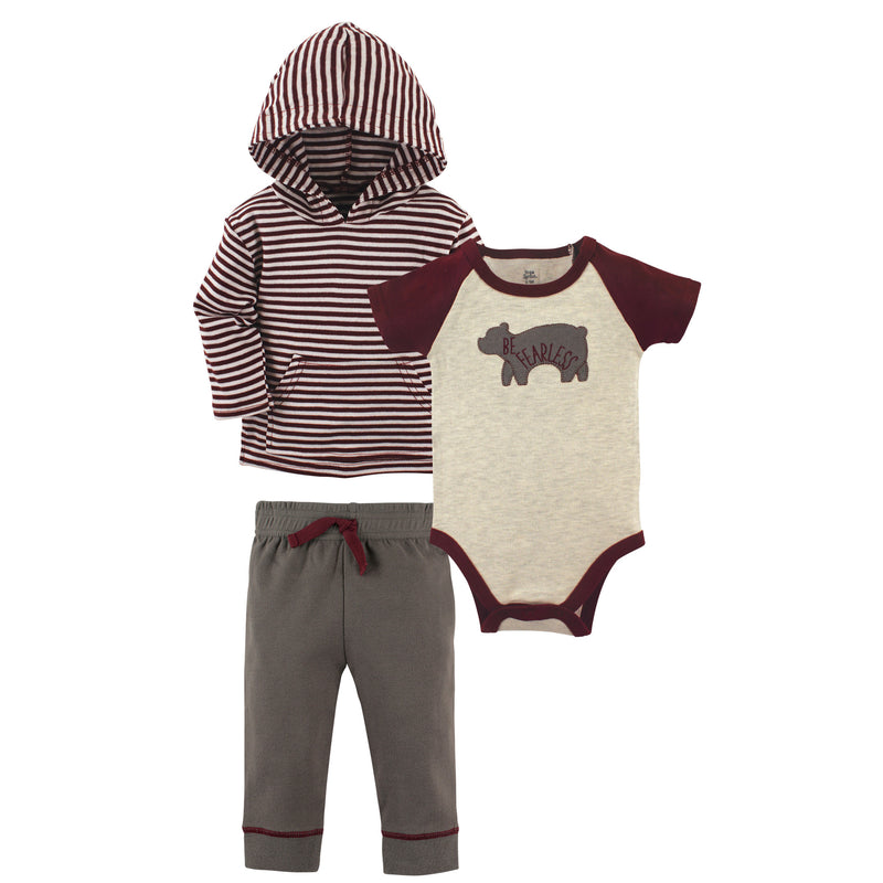 Yoga Sprout Cotton Hoodie, Bodysuit or Tee Top, and Pant, Fearless Baby