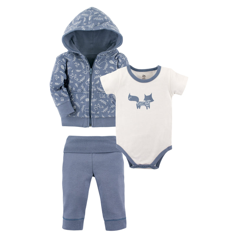 Yoga Sprout Cotton Hoodie, Bodysuit or Tee Top, and Pant, Forest Baby