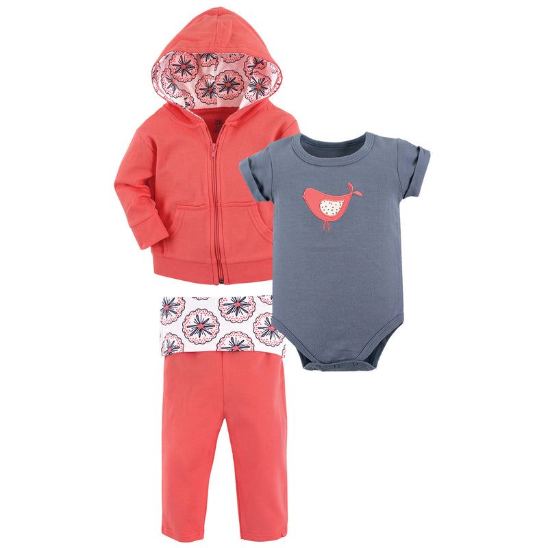 Yoga Sprout Cotton Hoodie, Bodysuit or Tee Top, and Pant, Bloom Baby