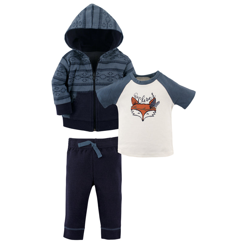 Yoga Sprout Cotton Hoodie, Bodysuit or Tee Top, and Pant, Be Clever Toddler