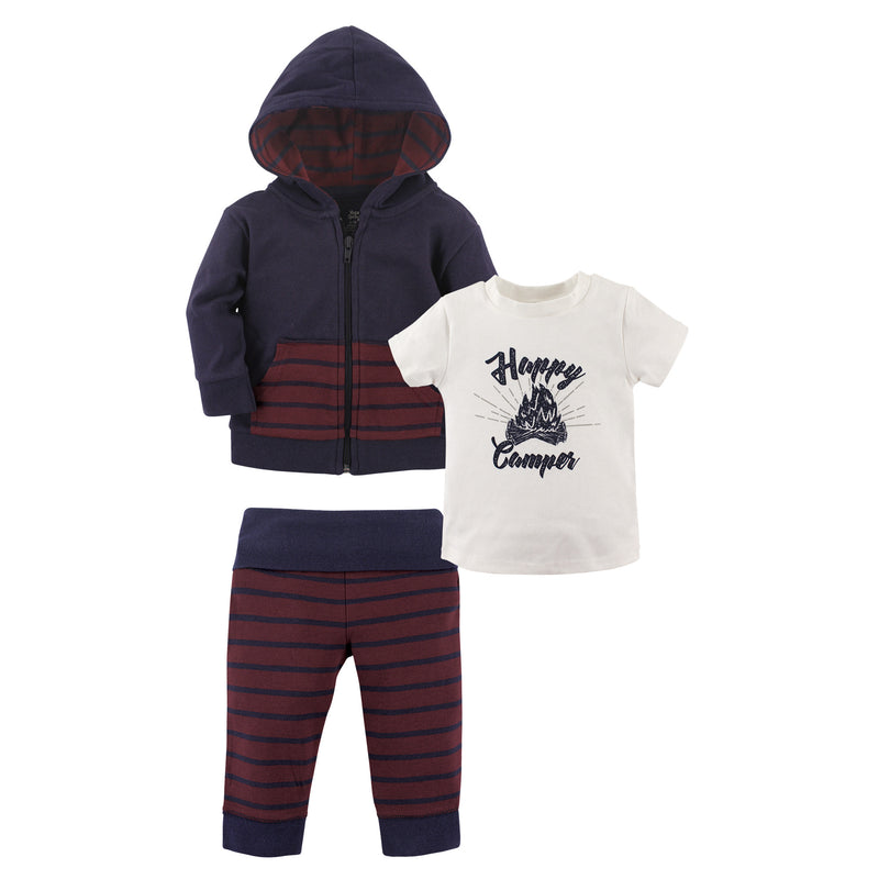 Yoga Sprout Cotton Hoodie, Bodysuit or Tee Top, and Pant, Happy Camper Toddler