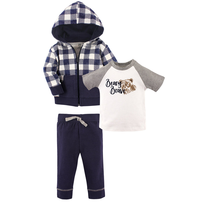 Yoga Sprout Cotton Hoodie, Bodysuit or Tee Top, and Pant, Beary Brave Toddler