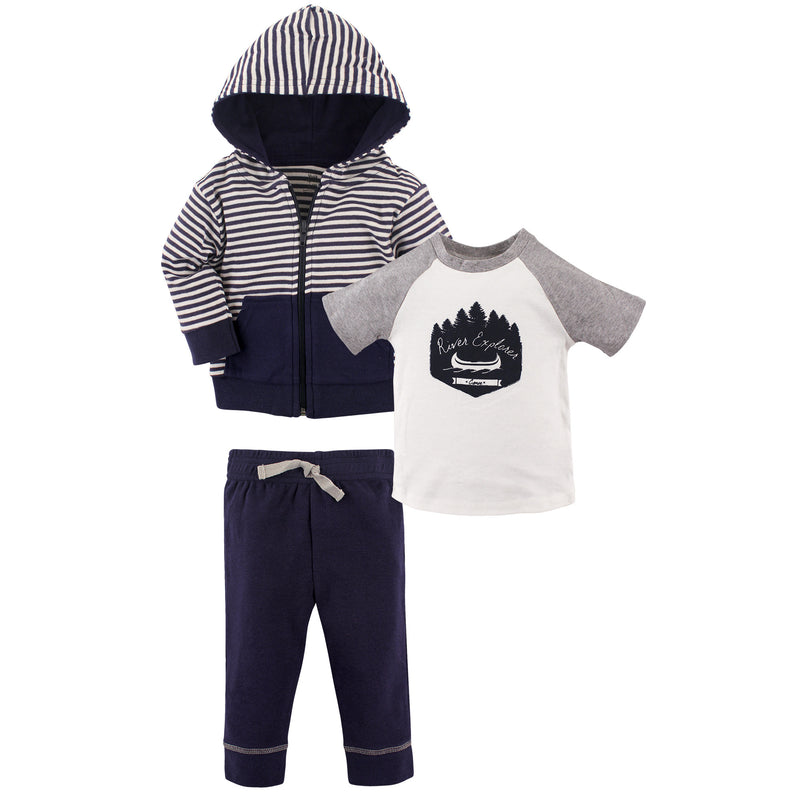 Yoga Sprout Cotton Hoodie, Bodysuit or Tee Top, and Pant, Explorer Toddler