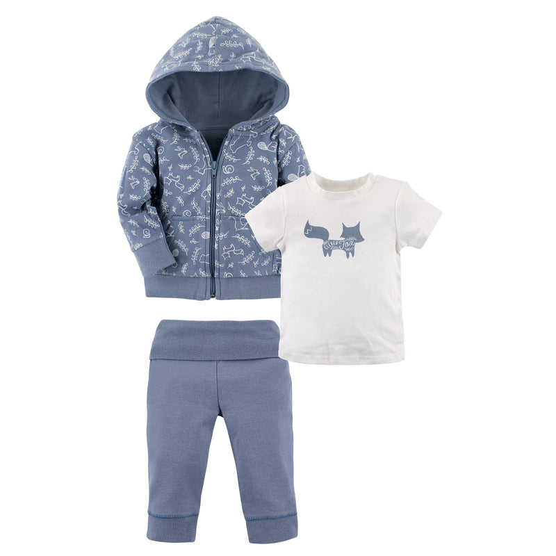 Yoga Sprout Cotton Hoodie, Bodysuit or Tee Top, and Pant, Forest Toddler