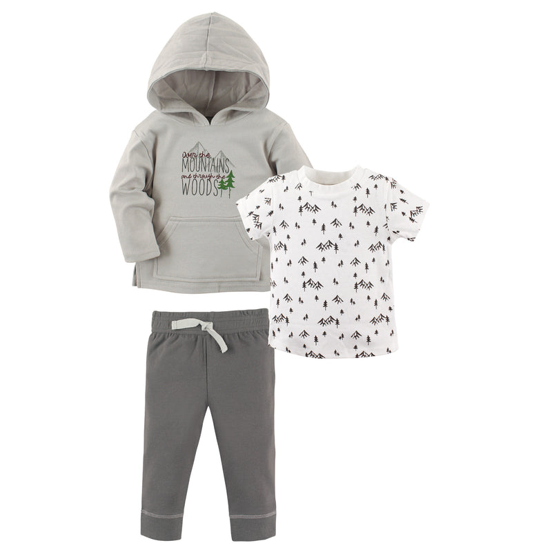 Yoga Sprout Cotton Hoodie, Bodysuit or Tee Top, and Pant, Mountains Toddler