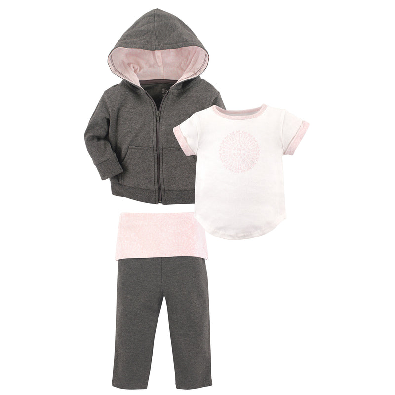 Yoga Sprout Cotton Hoodie, Bodysuit or Tee Top, and Pant, Scroll Toddler