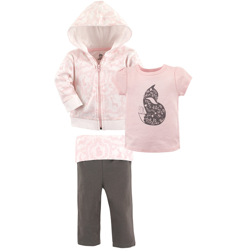 Yoga Sprout Cotton Hoodie, Bodysuit or Tee Top, and Pant, Lace Garden Toddler