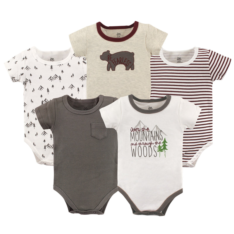 Yoga Sprout Cotton Bodysuits, Mountains Short-Sleeve