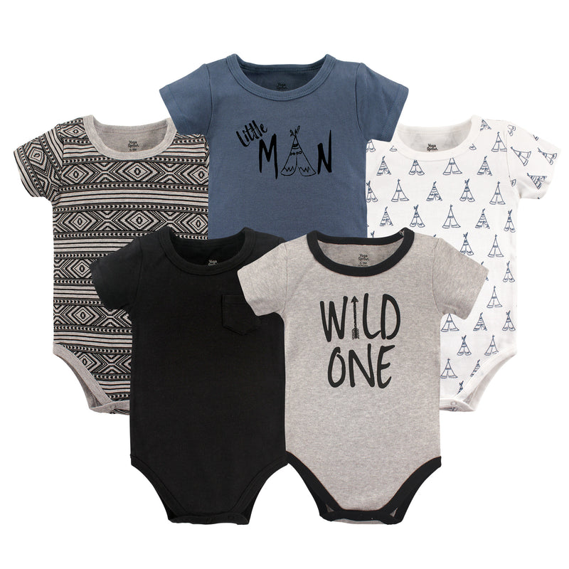 Yoga Sprout Cotton Bodysuits, Wild One Short-Sleeve