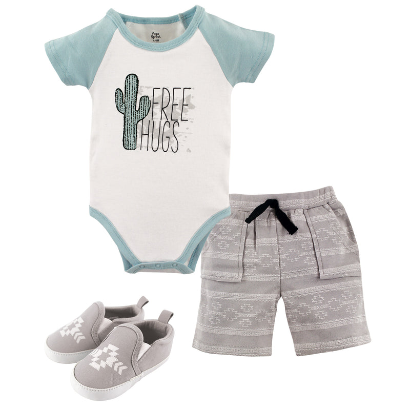 Yoga Sprout Cotton Layette and Shoe Set, Free Hugs