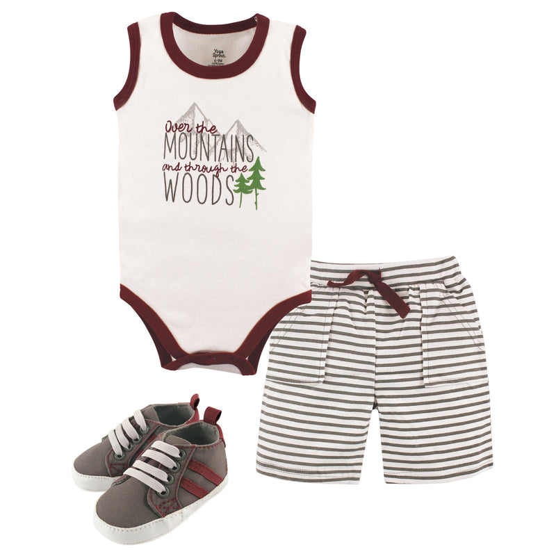 Yoga Sprout Cotton Layette and Shoe Set, Mountains