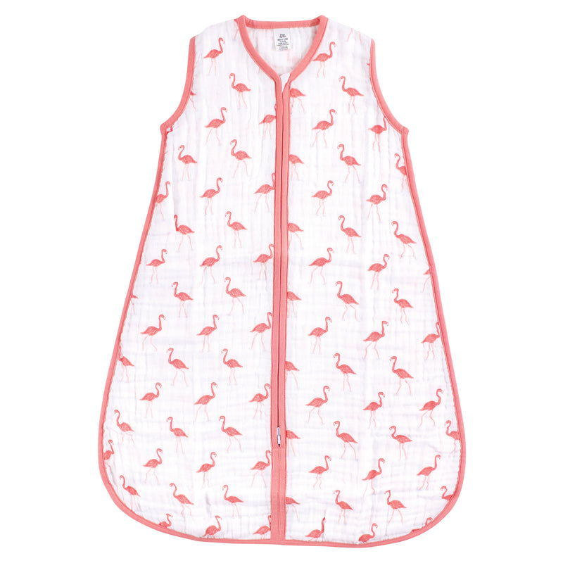 Yoga Sprout Sleeveless Muslin Cotton Sleeping Bag, Sack, Blanket, Flamingo