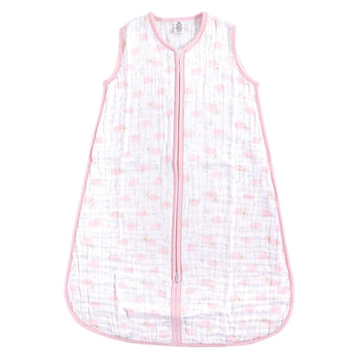 Yoga Sprout Sleeveless Muslin Cotton Sleeping Bag, Sack, Blanket, Pink Sky