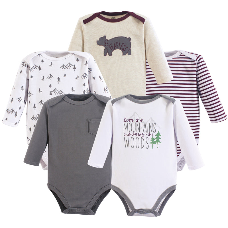 Yoga Sprout Cotton Bodysuits, Mountains Long-Sleeve