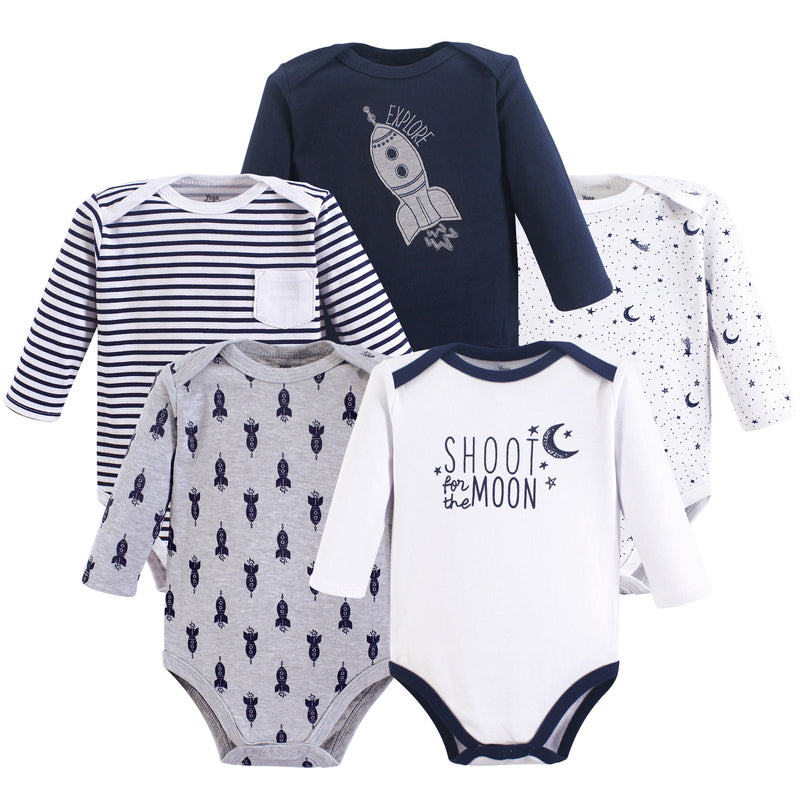 Yoga Sprout Cotton Bodysuits, Moon Long-Sleeve