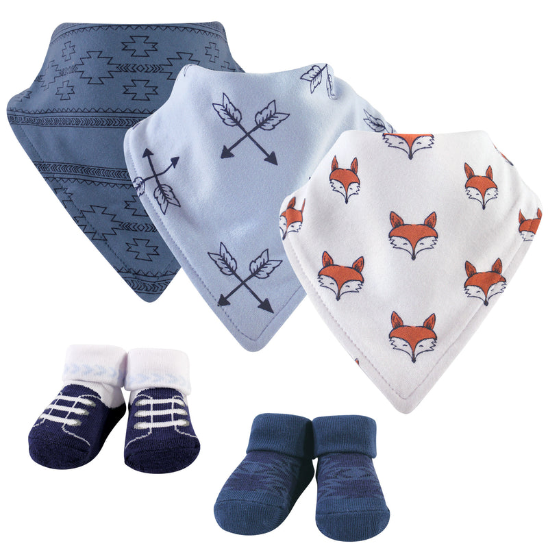 Yoga Sprout Cotton Bandana Bibs and Socks, Clever Fox