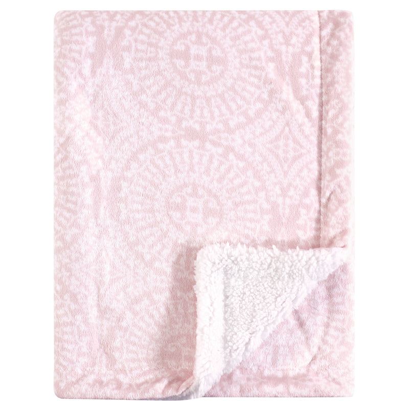 Yoga Sprout Mink and Sherpa Plush Blanket, Scroll